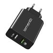 Lemontti Quick Charge Dual USB Network Charger Black (QC port max 3.1A, USB port 2.4A)