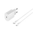 Devia Set Incarcator Retea Rocket 1x USB-C Quick Charger PD 20W, Cablu Type-C la Lightning 1m, Alb