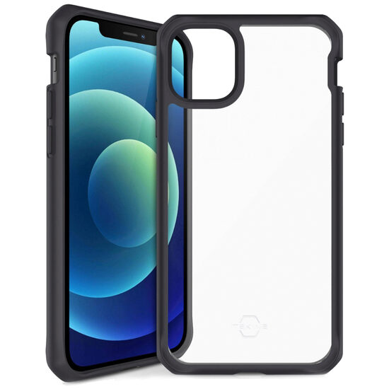 Husa iPhone 12 Mini IT Skins Hybrid Solid Plain Black & Transparent