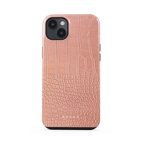 Husa iPhone 14 Plus Burga Dual Layer Pink Croco