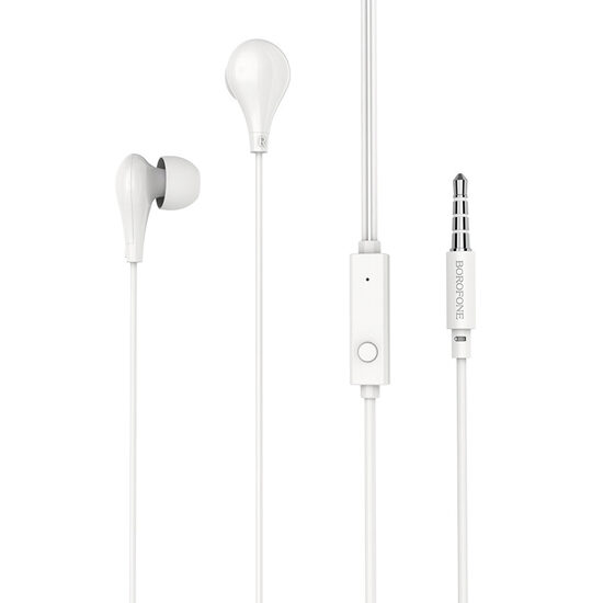 Casti In-Ear Borofone BM24 Milo cu microfon, Jack 3.5mm, Alb