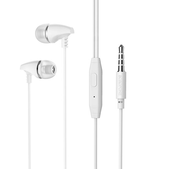 Casti In-Ear Borofone BM25 Sound Edge cu microfon, Jack 3.5mm, Alb