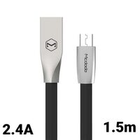 Cablu MicroUSB Mcdodo Zn-Link Silver Black (1.5m, 2.4A max)