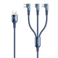 Cable Lightning, MicroUSB and Type-C Mcdodo 3 in 1 90 Degree Blue (3A, 1.2m)