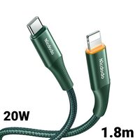 Cablu Type-C la Lightning Mcdodo PD Fast Charge Green, 20W, 1.8m, indicator led