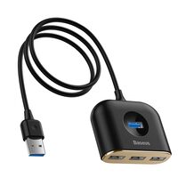 Adaptor USB3.0 la USB3.0+USB2.0x3 Baseus Square Round 4 in 1 1m Black