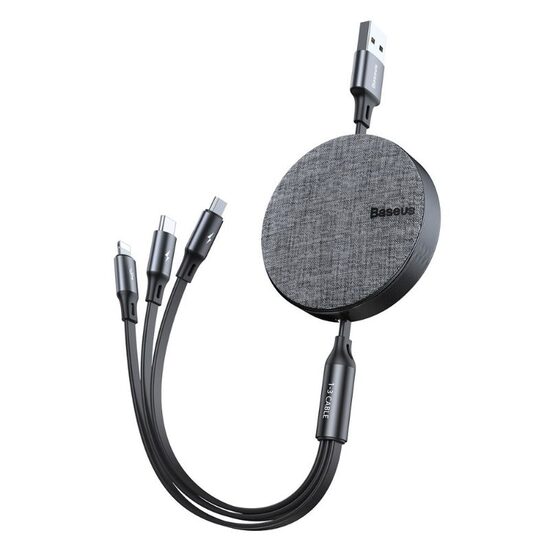 Cable MicroUSB &amp; Lightning &amp; USB-C Baseus Fabric Grey