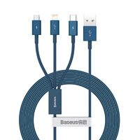 Cable Baseus USB to Lightning, MicroUSB and Type-C Superior 3 in 1, 3.5 A, 1.5m, Blue