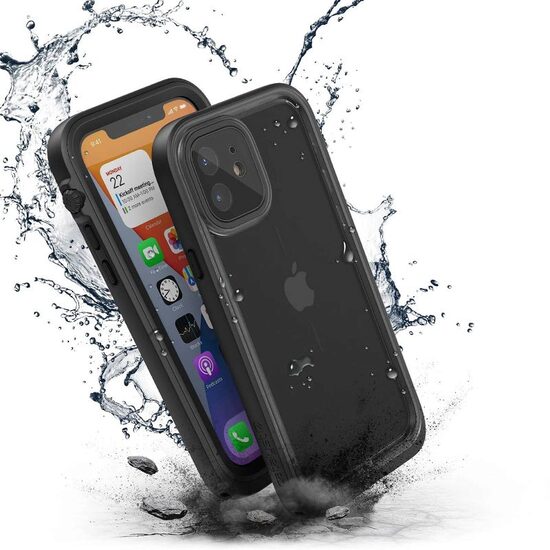 Husa iPhone 12 Catalyst Total Protection Transparent Black (waterproof , snur)