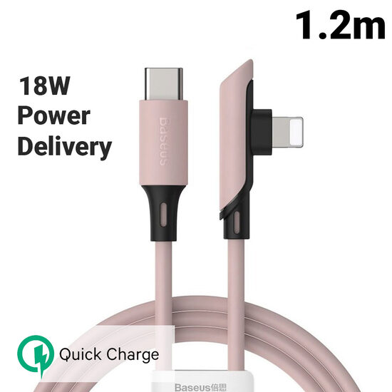 Cablu Lightning la Type-C Baseus Colourful Elbow Pink