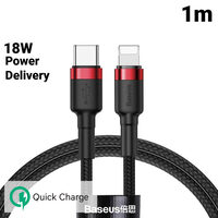 Cablu Lightning la Type-C Baseus Cafule Series Red & Black (1m, 18W, PD)