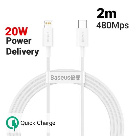 Cable Lightning to Type-C PD Baseus Superior Series White