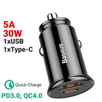 Incarcator Auto USB si Type-C Baseus Dual Port 30W Black