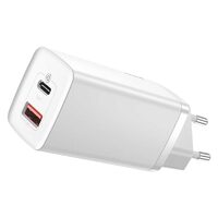 Incarcator Retea Baseus GaN2 Lite Dual Port Type-C, USB, Quick Charger, 65W White