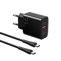 Set Incarcator Retea Mcdodo Dual Port Fast Charge 33W + Cablu Type-c la Type-c 1,2m, Black