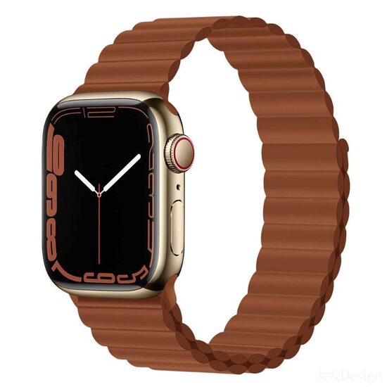Curea Apple Watch 42mm / 44mm / 45mm Devia Deluxe Series Sport 3 Silicone Magnet Saddle Brown