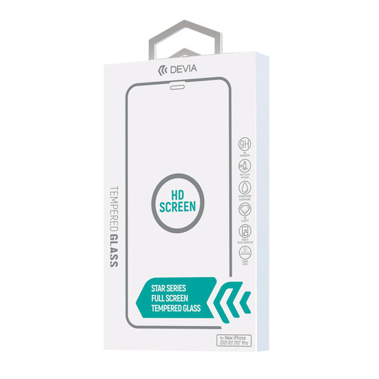 Folie iPhone 13 Pro Max Devia Frame Sticla Full Fit Black