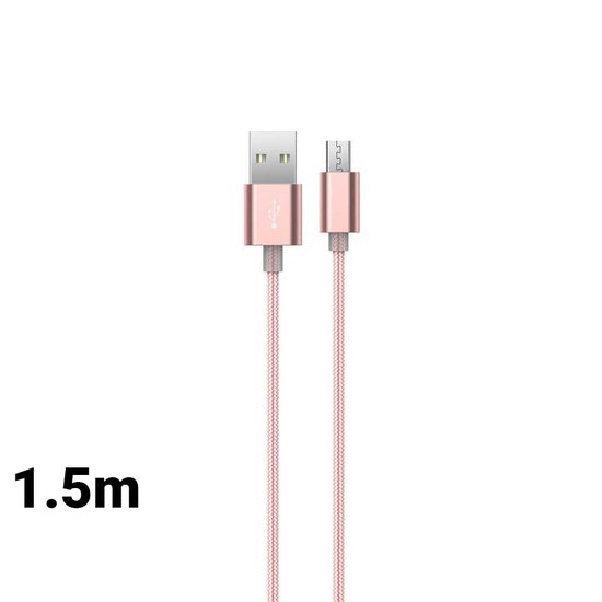 Cablu MicroUSB Devia Gracious Rose Gold (1.5m, impletitura textila)