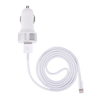 Set Incarcator Auto Devia  Smart Series Dual USB  2.4A cu cablu USB la Lightning (MFI)  White 