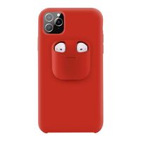 Husa iPhone 11 Pro Lemontti Liquid Silicone with Apple AirPods Case Red