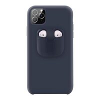 Husa iPhone 11 Pro Lemontti Liquid Silicone with Apple AirPods Case Dark Blue