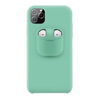 Husa iPhone 11 Pro Lemontti Liquid Silicone with Apple AirPods Case Mint Green