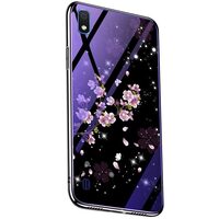 Husa Samsung Galaxy A30 Lemontti Electroplated Edge Blue Light Glass Peach Blossoms