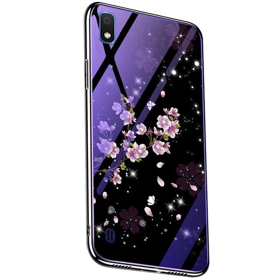 Husa Samsung Galaxy A30 Lemontti Electroplated Edge Blue Light Glass Peach Blossoms