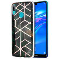 Husa Huawei Y7 2019 Lemontti Plating Marble Pattern Soft Green