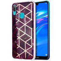 Husa Huawei Y7 2019 Lemontti Plating Marble Pattern Soft Purple