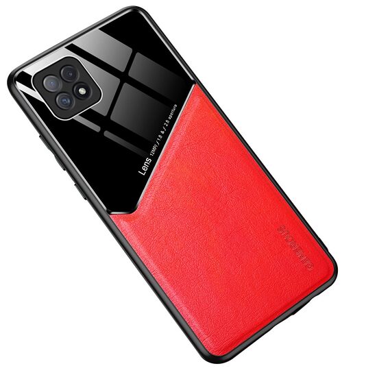 Husa Oppo A72 Lemontti Leather + Organic Glass Red