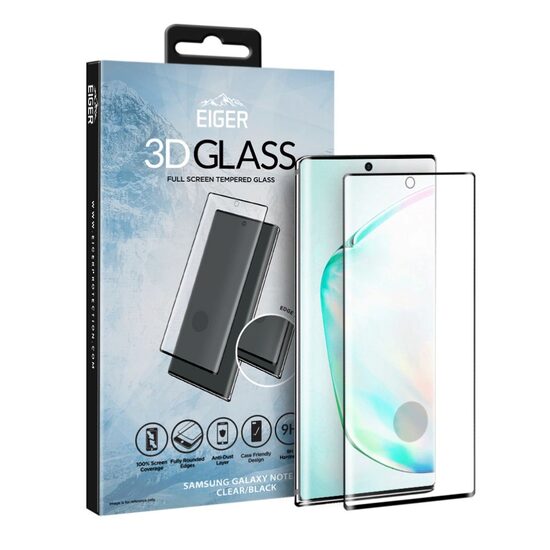 Folie Samsung Galaxy Note 10 Eiger Sticla Curbata 3D Clear Black