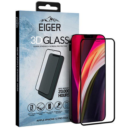 Folie iPhone 12 Pro Max Eiger Sticla Curbata 3D Clear Black