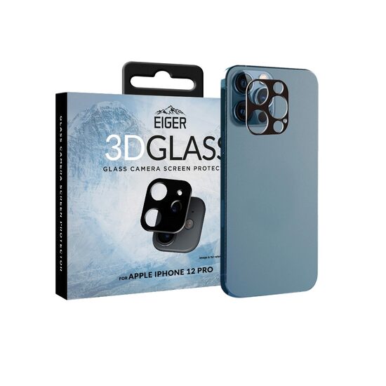 Folie Sticla Camera iPhone 12 Pro Eiger 3D Glass Clear Black