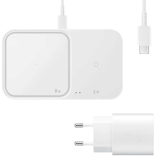 Original Charger Duo Pad Samsung Wireless 15W with fast charging White (plug charger included)