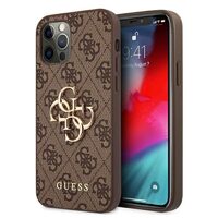 Husa iPhone 12 / 12 Pro Guess PU 4G Metal Logo Maro