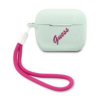 Husa Airpods Pro Guess Silicon Vintage Albastru / Fuchsia