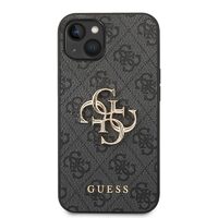 Husa iPhone 14 Guess Leather 4G Metal Logo Grey