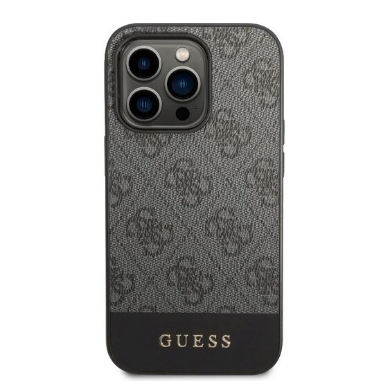 iPhone 14 Pro Max Case Guess 4G Stripe Metal Logo Grey