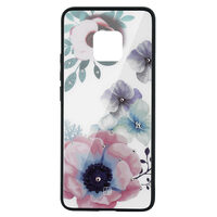 Carcasa Sticla Huawei Mate 20 Pro Just Must Glass Diamond Print Flowers White Backgound
