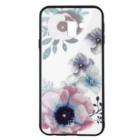 Carcasa Sticla Samsung Galaxy J6 Plus Just Must Glass Diamond Print Flowers White Backgound