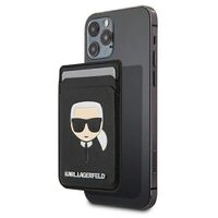 Suport Magnetic Card Karl Lagerfeld Saffiano Karl's Head MagSafe Negru