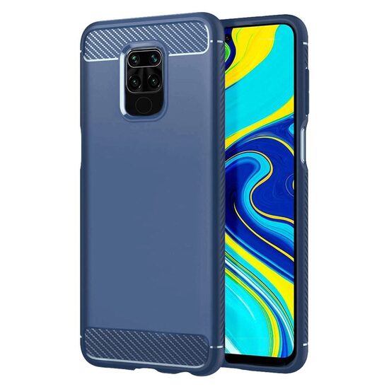 Husa Xiaomi Redmi Note 9 / Redmi 10X 4G Lemontti Carbon Case Flexible Albastru