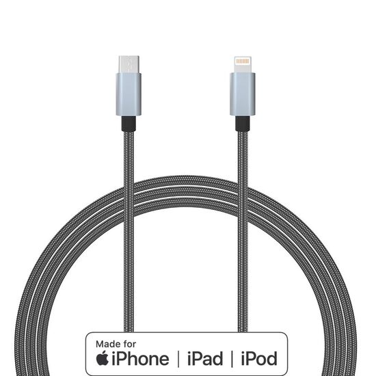 MFI Lightning to Type-C Cable Lemontti Quick Charge Gray