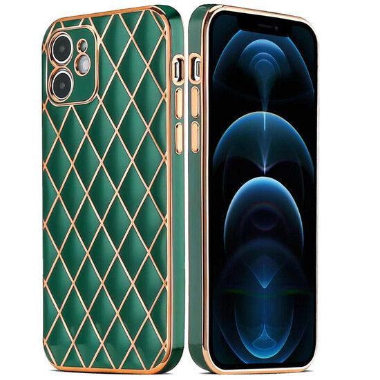 iPhone 12 / 12 Pro Case Lemontti Gold Plating Olive