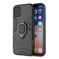 Husa iPhone 12 / 12 Pro Lemontti Ring Armor Kickstand Negru