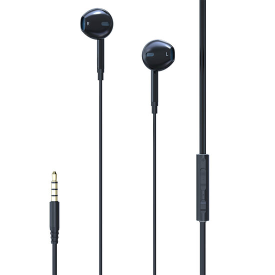 Casti Stereo 3.5 mm Lemontti Ripple Negru (handsfree - telecomanda, microfon)