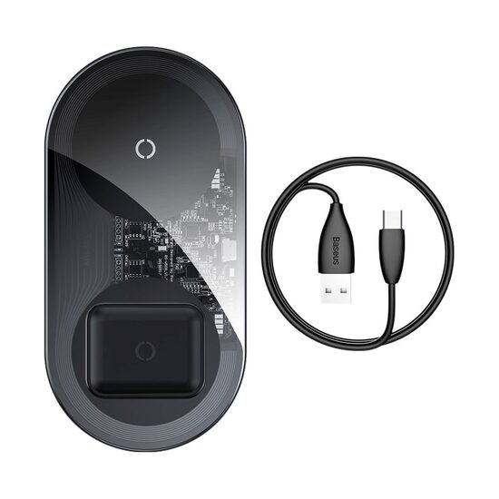 Wireless Charger Baseus Simple 2 in 1 Transparent Black