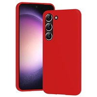 Lemontti Silicone Soft Slim Samsung Galaxy S23 case, matte and fine material, lined with microfiber, Red