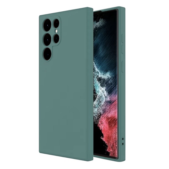 Lemontti Silicone Soft Slim Samsung Galaxy S23 Ultra case, matte and fine material, lined with microfiber, Green